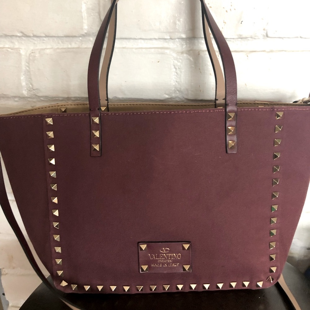 Valentino Reversible Convertible Med canvas tote
